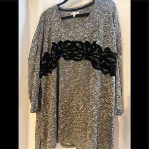 Maurices grey top with black lace detail. Size 2